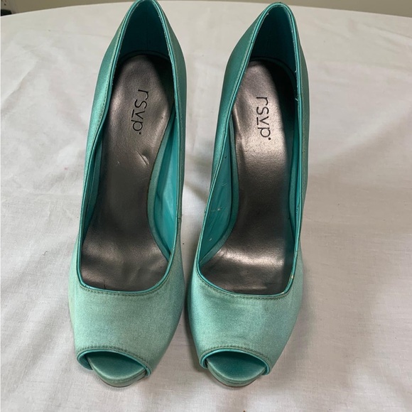Elegant Teal Peep-Toe Heels - Picture 5 of 6